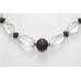 Necklace 925 Sterling Silver beads white crystal stones P 325